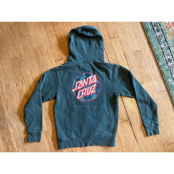 Youth Santa Cruz Classic Dot Green Hoodie Sweatshirt Size Medium - Picture 5 of 5